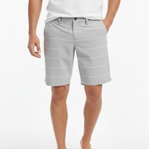 Hurley Mens Gray White Striped Shorts Size 28 California Coastal Beach Skater